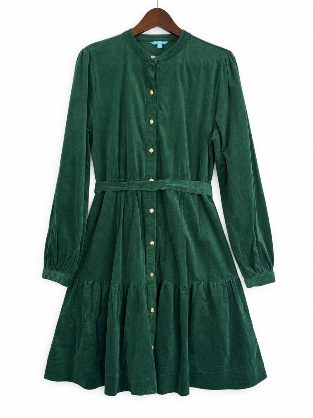 Draper James RSVP Green Corduroy Belted Button Dress XL